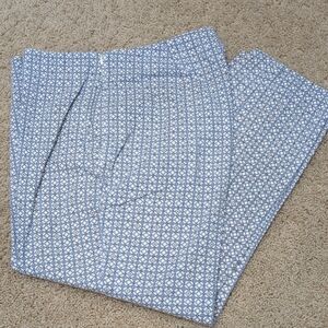 Talbots Grey, White and Pink Geometric Crop Pants 8